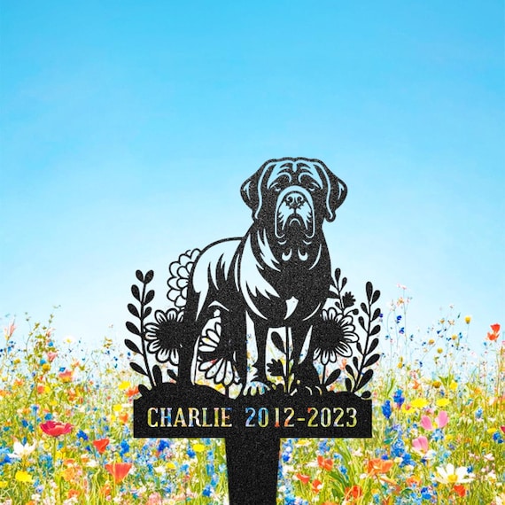 Custom English Mastiff Memorial Stake, Personalized Pet Grave Marker