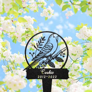 Custom Budgie Bird Memorial Plaques for Outdoor, Pet Metal Sign, Personalized Wild Life Grave Marker, Pet Garden Stake, Tombstone Decoration