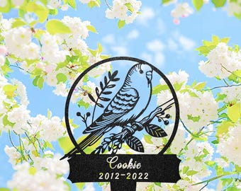 Custom Budgie Memorial Garden Stake, Personalized Pet Grave Marker