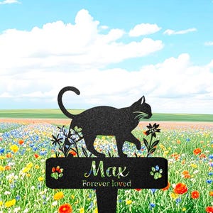 Personalized Metal Cat Garden Stake, Cat Grave Marker, Cat Memorial Stake, Custom Cat Cemetery Stake, Cat Garden Decor, Cat Lover Gifts