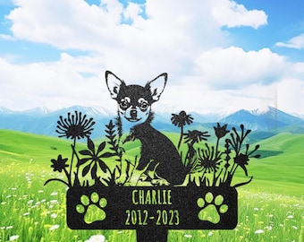 "Personalisierter Chihuahua-Gedenkgarten-Pfahl, kundenspezifisches Haustier-Verlustgeschenk."