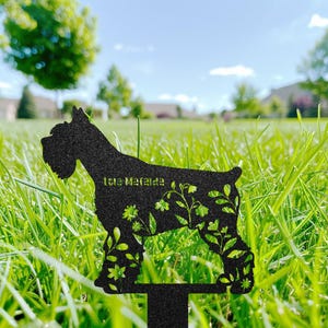 Custom Miniature Schnauzer Memorial Stake, Metal Pet Grave Marker