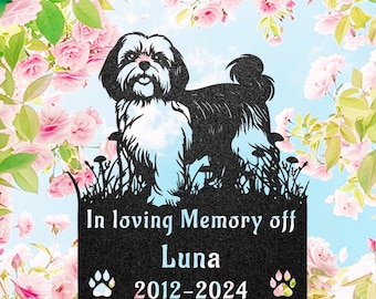 Letrero de jardín conmemorativo personalizado para Shih Tzu: placa metálica personalizada para mascotas