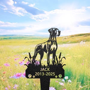 Custom Great Dane Dog Memorial Stake, Personalized Great Dane Memorial Plaque, Outdoor Dog Stake, Metal Name Sign, Yard Art, Pet Loss Gift