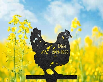 Personalisierter Hühner-Gedenkgartenpfahl, kundenspezifischer Metallgrabmarker