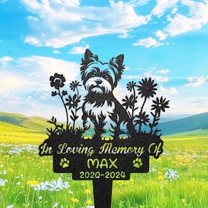 Custom Yorkie Dog Memorial Gift, Personalized Yorkshire Terrier Grave Marker, Outdoor Headstone for Graves, Dog Garden Statue, Pet Loss Gift