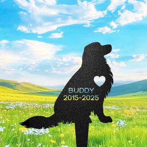 Personalized Golden Retriever Dog Garden Statue Stake, Dog with Heart, Metal Dog Statues Outdoor, Golden Retriever Memorial Sign, Pet Stake