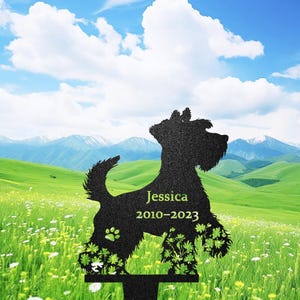 Personalized Metal Schnauzer Grave Marker, Miniature Schnauzer Memorial Stake, Custom Dog Cemetery Stake, Dog Garden Stake, Dog Garden Decor
