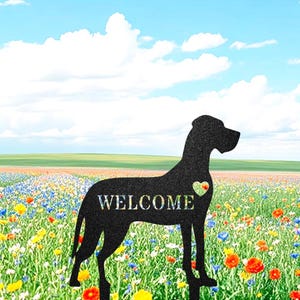Custom Great Dane Dog Garden Stake, Personalized Great Dane Dog Metal Sign, Memorial Dog Sculpture, Dog Silhouette Stake Outdoor Ornament