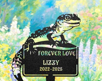 Custom Leopard Gecko Memorial Garden Stake: Metal Reptile Grave Marker