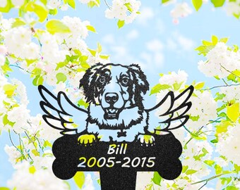 Personalized Australian Shepherd Memorial Stake, Metal Dog Garden Grave Marker