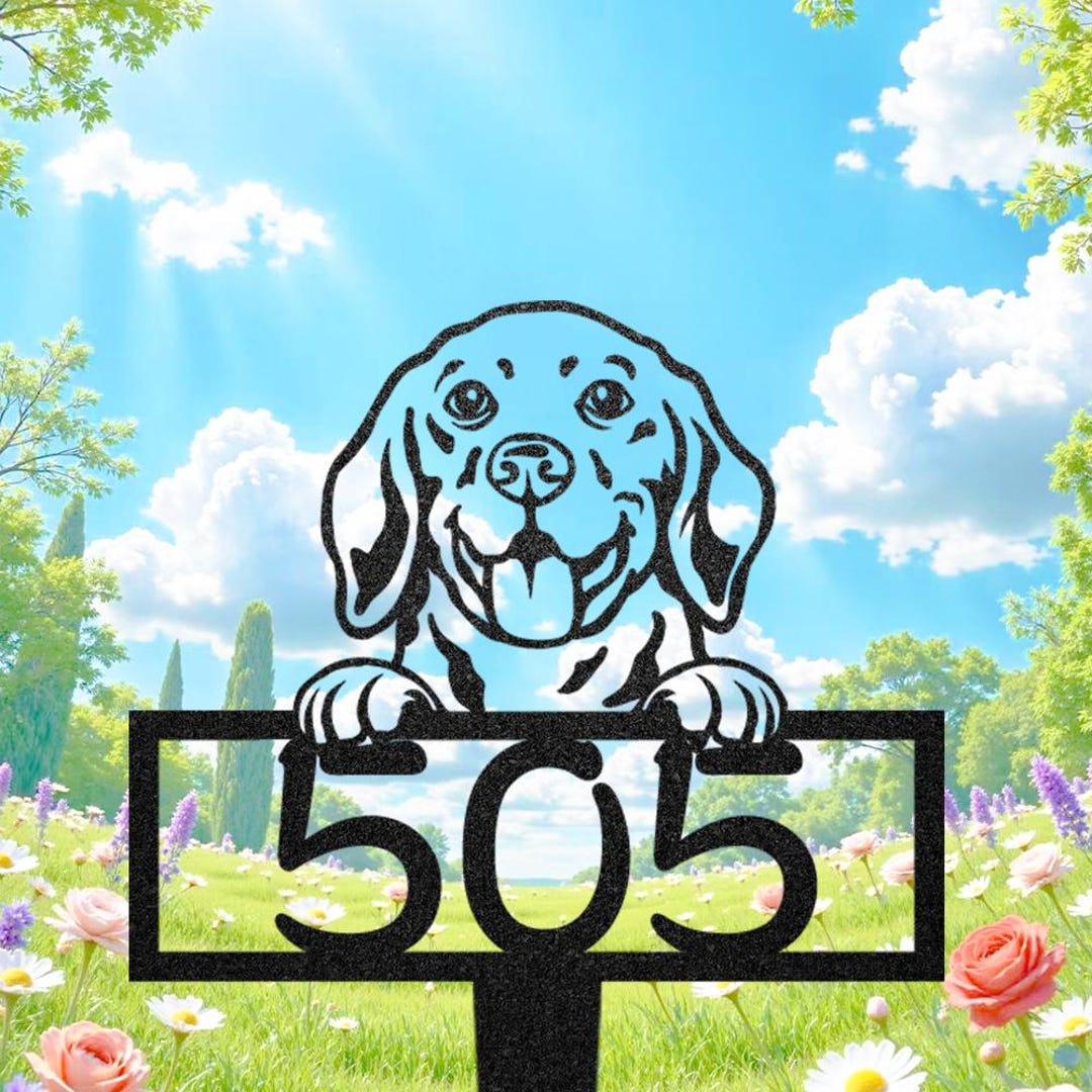 Custom Beagle Address Sign: Metal House Number Plaque, Dog Wall Art - Etsy