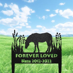 Personalized Horse Memorial Grave Marker, Custom Horse Memorial Garden Stake, Horse Tombstone Outdoor Cemetery Marker, Pet Loss Gift