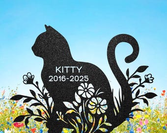Personalized Cat Memorial Stake: Custom Metal Pet Grave Marker