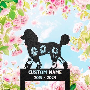 Custom Poodle Memorial Stake, Garden Stake, Personalized Poodle Memorial Plaque, Outdoor Metal Name Sign, Dog Stake Art Decor, Yard Decor