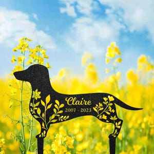 Personalized Dog Memorial Stake, Dachshund Dog Statue for Garden Backyard Lawn Decor, Sympathy Sign, Pet Grave Marker, Remembrance Stake