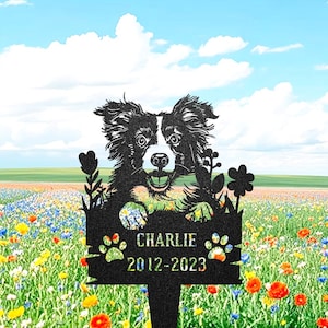 Custom Australian Shepherd Dog Memorial Grave Marker, Australian Shepherd Memorial Stake, Dog Memorial Gift, Pet Yard Stake, Dog Headstones