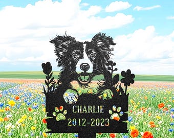 Custom Australian Shepherd Memorial Stake, Pet Garden Grave Marker