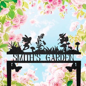Personalized Fairy Metal Garden Sign, Fairy Garden Stake, Gardener Name Stake, Flower Beds Decor, Outdoor Garden Yard Decor, Yard Art