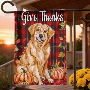 Golden Retriever Fall Garden Flag: Rustic Pet Thanksgiving Decor