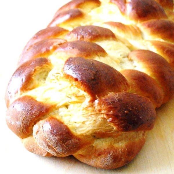 5 braid challah bread, one loaf