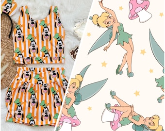 Handmade Tinkerbell Girls Disney Set - Tinkerbell Skort - Children’s Disney Outfit - Tinkerbell Outfit