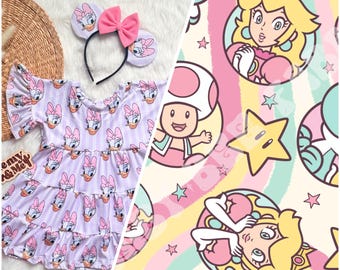 Vestido de Princesa Peach hecho a mano para niñas - Vestido de Princesa Peach - Conjunto universal para niños - Vestido de Mario para niños pequeños