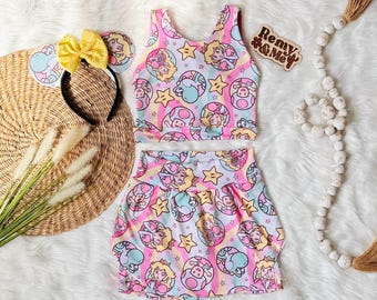 Handmade Princess Peach Girls Disney Set - Princess Peach Skort - Children’s Disney Outfit