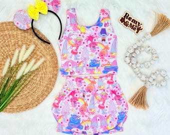 Handmade Princess Poppy Girls Set - Trolls Skort - Children’s Universal Outfit