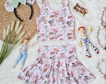 Handmade Toy Story Girls Disney Set - Toy Story Skort - Children’s Disney Outfit - Girls Disney Activewear Set