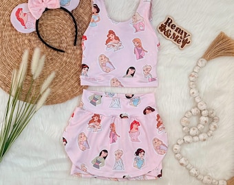 Handmade Disney Princess Girls Disney Set - Princess Tank and Skort - Children’s Disney Outfit