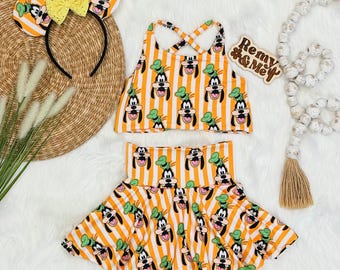 Handmade Goofy Girls Disney Set - Goofy Skort - Children’s Disney Outfit - Princess Top - Toddler and Baby Disney Outfit