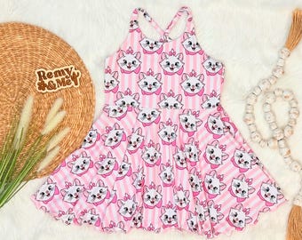 Handmade Marie Girls Disney Dress - Aristocats Dress - Children’s Disney Outfit - Disney Toddler Dress