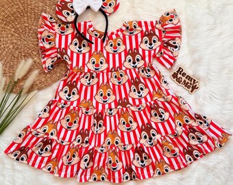 Handmade Chip and Dale Girls Disney Dress - Chip and Dale Dress - Children’s Disney Outfit - Disney Toddler Dress
