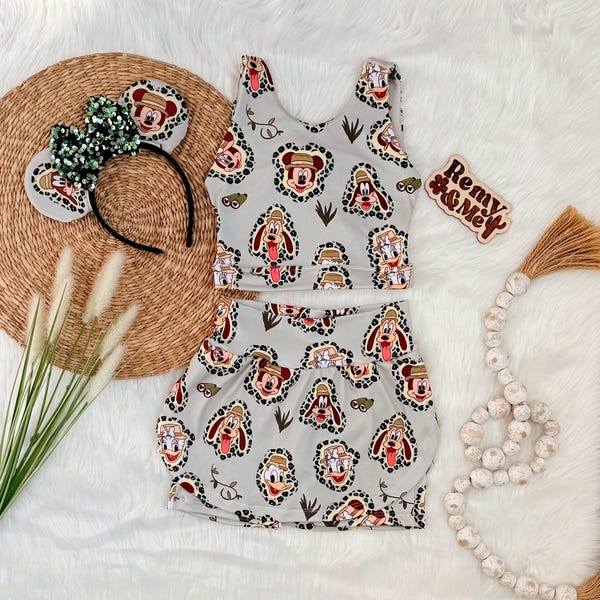 Handmade Disney Safari Girls Disney Set - Animal Kingdom Tank and Skort - Children’s Disney Outfit