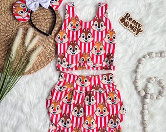 Handmade Chip and Dale Girls Disney Set - Chipmunks Skort - Children’s Disney Outfit