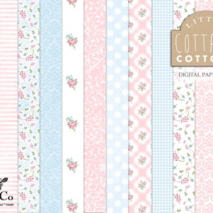 Confezione di carta digitale shabby, carta floreale, confezione di carta rosa, fornitura di clipart di rose per uso commerciale,