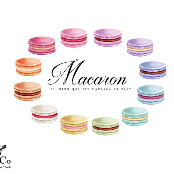 Macaron Clip art - Macaron Aquarelle Clip art - Macaron Illustration - Rainbow Clip art - Macaron Display - Usage commercial Clip art - TNCo