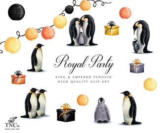 Penguin Clipart - Bird Clipart - Commercial use Clip art - Party graphics - Christmas Party Clipart - Festive Graphics - Penguin graphics