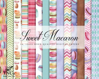 Macaron Pattern - Macaron Paper - Macaron Display - Background Paper - Watercolor Paper - Digital Download - Digital Paper - Paper Pack