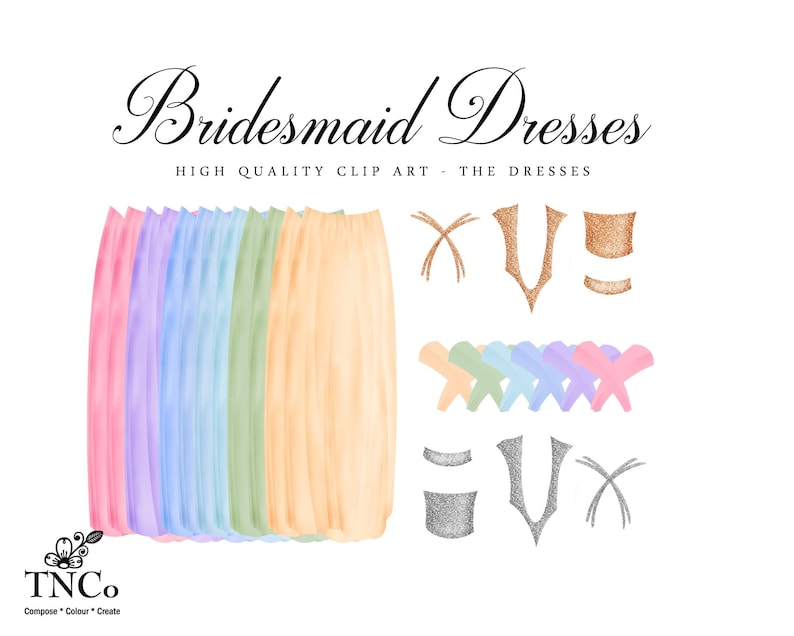 16 Bridesmaid Proposal Printable Wedding Clipart Prom Commercial Use Clip art TNCo Bridesmaid Clipart Bridesmaids dresses pink