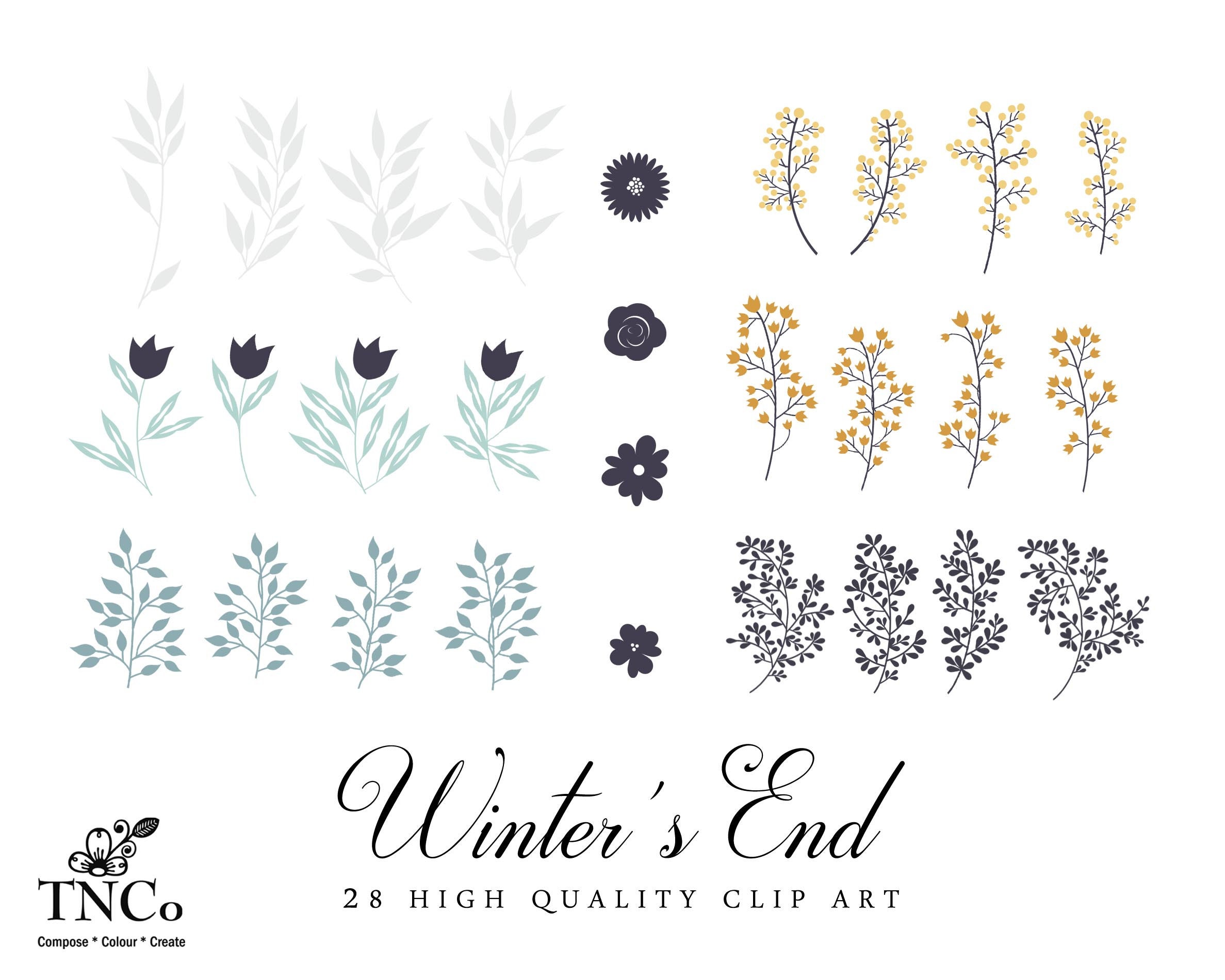 Flower Graphics Flower clipart Planner clipart | Etsy