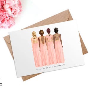 Bridesmaid Clipart - Bridesmaid Proposal Printable - Wedding Clipart - Commercial Use Clip art - TNCo - Bridesmaids dresses pink - Prom - 16