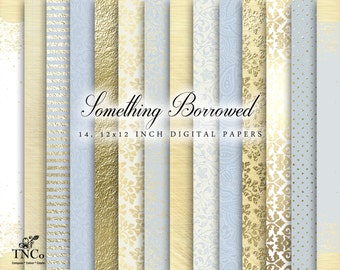 Glitter Digital Paper - Blue Digital Paper - Digital Gold Foil Paper - Scrapbook Digital Paper - Commercial Use Digital Papers - Backgrounds