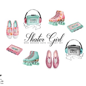 Fashion Illustration - 80's Clip Art - Fashion graphics - Skater girl graphics - Commercial use clip art - Planner accessories - MK