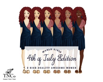 Afroamericano Clipart - estate ragazze Clipart - planner adesivo arte - moda ragazza clip art - uso commerciale ClipArt - ClipArt - WG