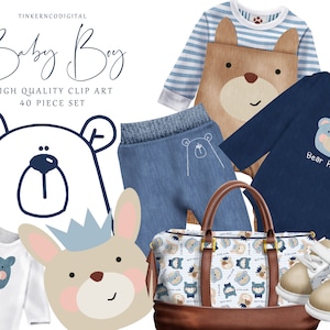 Baby Boy clipart-Planner opera d'arte-ragazzi pagliaccio orso vestiti commerciali uso illustrazioni-bambino scarpe-neonato madri giorno clip art-TNCo