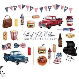 Clipart del día de la independencia - Clipart del 4 de julio - Firework Clipart - BBQ Clipart - Gráficos de uso comercial - America Clipart - Chevy art - TNCo imagen 1