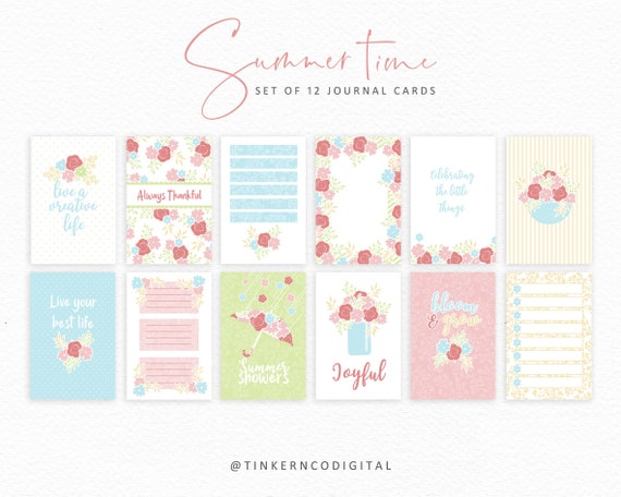 Floral journal cards - Project life cards - 4 x 6 journal cards - Digital download - Printable scrapbook cards - TNCo - Commercial use