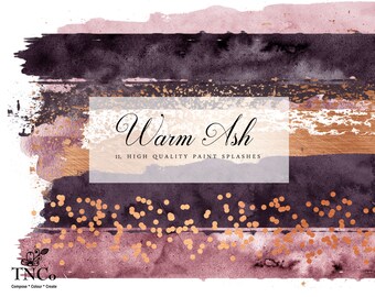 Paint Splatter - Paint Brush Clip Art - Paint clipart - Rose Gold Clipart - Faux Foil clip art - Commercial Use Digital Clip Art - TNCo
